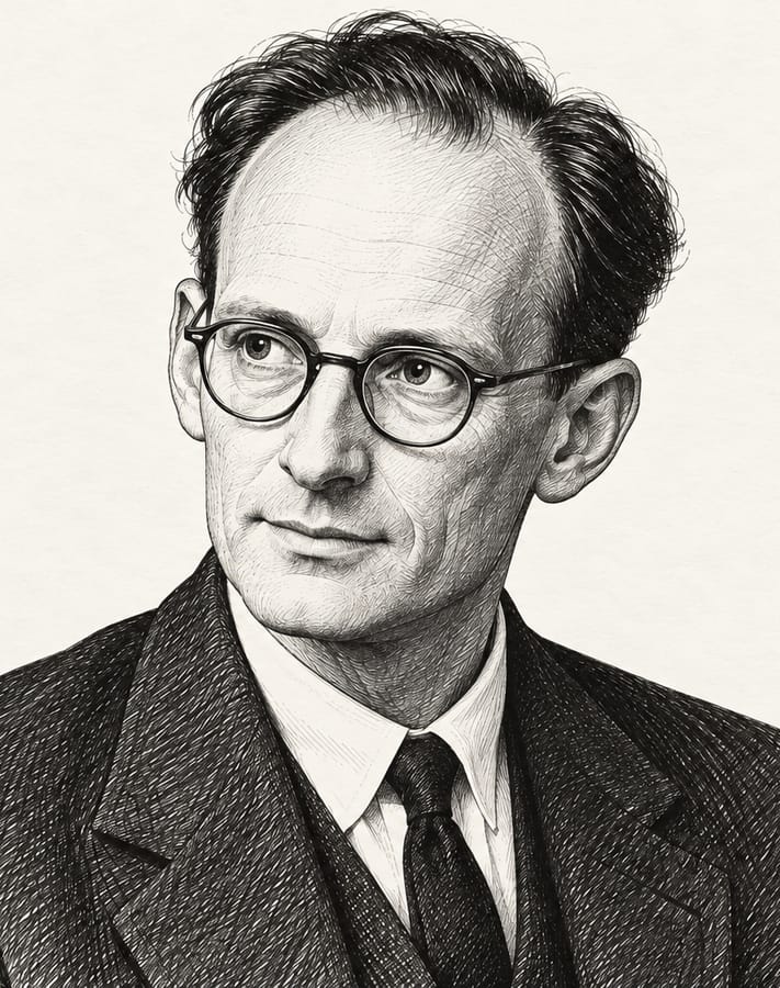 Portrait of J. L. Austin (line-drawing illustration)