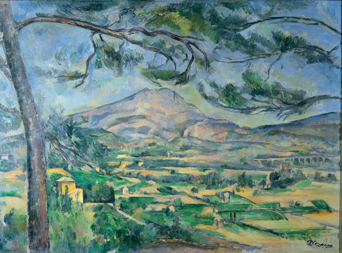 Cézanne, 'Mont Sainte-Victoire with Large Pine': the same mountain built from patches of colour and brushstroke
